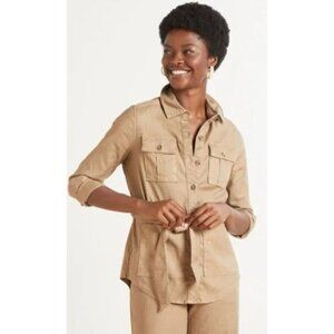 Evereve Level 99 Emme Belted Utility‎ Jacket Tan Sandcastle Linen Small NWT $158